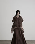DOINDULGE High-Waist Panelled Gathered Maxi Skirt