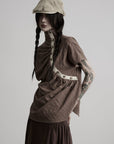 DOINDULGE High Neck Ruched Button T-Shirt