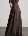 DOINDULGE High-Waist Panelled Gathered Maxi Skirt