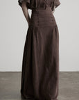 DOINDULGE High-Waist Panelled Gathered Maxi Skirt