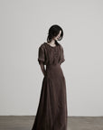 DOINDULGE High-Waist Panelled Gathered Maxi Skirt