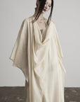 DOINDULGE Cowl Neck Batwing Sleeve Maxi Robe