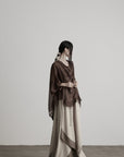 DOINDULGE Cowl Neck Sheer Two-Piece Blouse