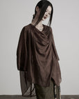 DOINDULGE Cowl Neck Sheer Two-Piece Blouse