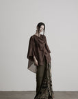 DOINDULGE Cowl Neck Sheer Two-Piece Blouse