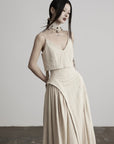 DOINDULGE Faux Two-Piece V-Neck Camisole Maxi Dress