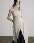 DOINDULGE Square Neck Lace Panel Asymmetric Cami Dress