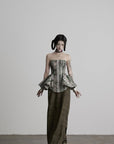 DOINDULGE Printed Corset Peplum Bandeau Top