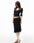 IAMXIAA Lace Trim Top & Midi Skirt Set