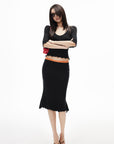 IAMXIAA Lace Trim Top & Midi Skirt Set