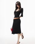 IAMXIAA Lace Trim Top & Midi Skirt Set