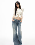 IAMXIAA Low Rise Wide Leg Flare Jeans
