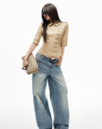 IAMXIAA Asymmetric Double Button Tailored Shirt