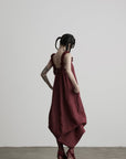DOINDULGE Hand-Beaded Linen Strap Maxi Dress