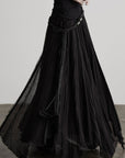 DOINDULGE Hand-Braided Belt Crinkled Maxi Skirt