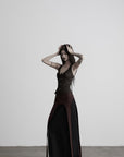 DOINDULGE Tie-Neck Sculpted Bust Halter Top