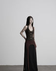 DOINDULGE Tie-Neck Sculpted Bust Halter Top