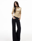 IAMXIAA Asymmetric Double Button Tailored Shirt