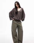 IAMXIAA Relaxed V-Neck Knit Long Sleeve Top
