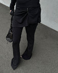 Rase le sol Asymmetric Draped Pin-Detail Flared Pants