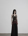 DOINDULGE V-Neck Halter Embroidered Knit Top