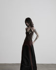 DOINDULGE V-Neck Halter Embroidered Knit Top