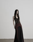 DOINDULGE V-Neck Halter Embroidered Knit Top