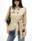 IAMXIAA Veste courte croisée à ceinture
