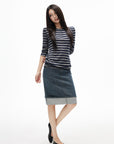 IAMXIAA Striped Open Back Long Sleeve Top
