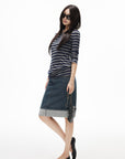 IAMXIAA Striped Open Back Long Sleeve Top