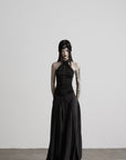 DOINDULGE Studded Mesh-Panel Halter Top