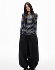IAMXIAA Striped Open Back Long Sleeve Top
