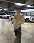 Rase le sol Gathered Cargo Pocket Camouflage Wide-Leg Pants
