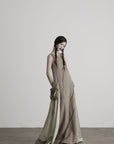 DOINDULGE Draped Pocket Panel Tank Maxi Dress