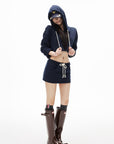 IAMXIAA Cropped Hoodie Bodycon Mini Skirt Set