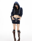 IAMXIAA Cropped Hoodie Bodycon Mini Skirt Set
