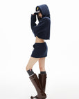 IAMXIAA Cropped Hoodie Bodycon Mini Skirt Set