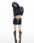 IAMXIAA Cropped Hoodie Bodycon Mini Skirt Set