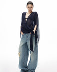 IAMXIAA Light Wash Distressed Baggy Jeans