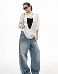IAMXIAA Light Wash Distressed Baggy Jeans