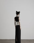 DOINDULGE Contrast Panel Fitted Maxi Dress