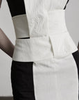 DOINDULGE Contrast Panel Fitted Maxi Dress
