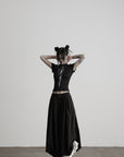 DOINDULGE Low-Rise Pleated Wide-Leg Balloon Pants