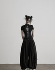 DOINDULGE Low-Rise Pleated Wide-Leg Balloon Pants