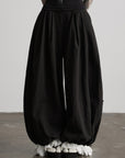 DOINDULGE Low-Rise Pleated Wide-Leg Balloon Pants