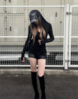 Rase le sol Double-Belt Low-Rise Denim Shorts