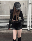 Rase le sol Double-Belt Low-Rise Denim Shorts
