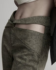 DOINDULGE Crossover Waist Flared Leg Pants