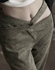 DOINDULGE Crossover Waist Flared Leg Pants