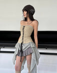 WARDEN EDGE Deconstructed Double-Waist Pleated Micro Skirt